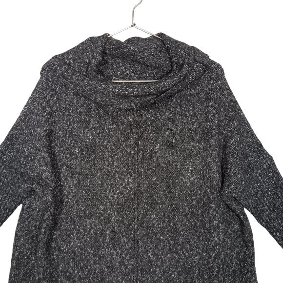 Dreamers Oversized Chunky Sweater Top Small Marled Gray Cowl Neck Slim Sleeves - Picture 5 of 11